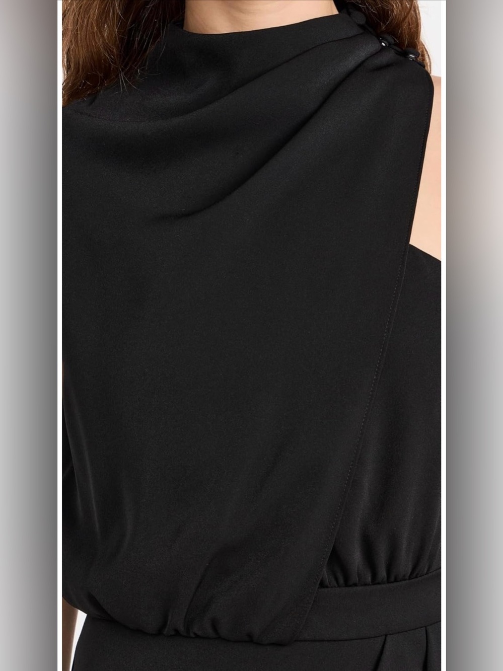 Black Halo Black One-Shoulder Ruched Waist Maxi Dress - Picture 4 of 6